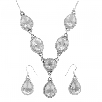 925 silver clear crystal jewelry set